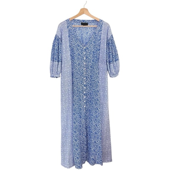 Hatch The Nessa Maternity Dress Sky Wildflower Cotton Maxi Blue 0 XS Cottagecore - Picture 5 of 16